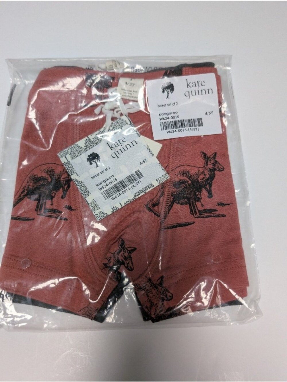 Kate Quinn Kangaroo Boxer Briefs Set of 2 Boys 4/5Y Bamboo Beluga Solid